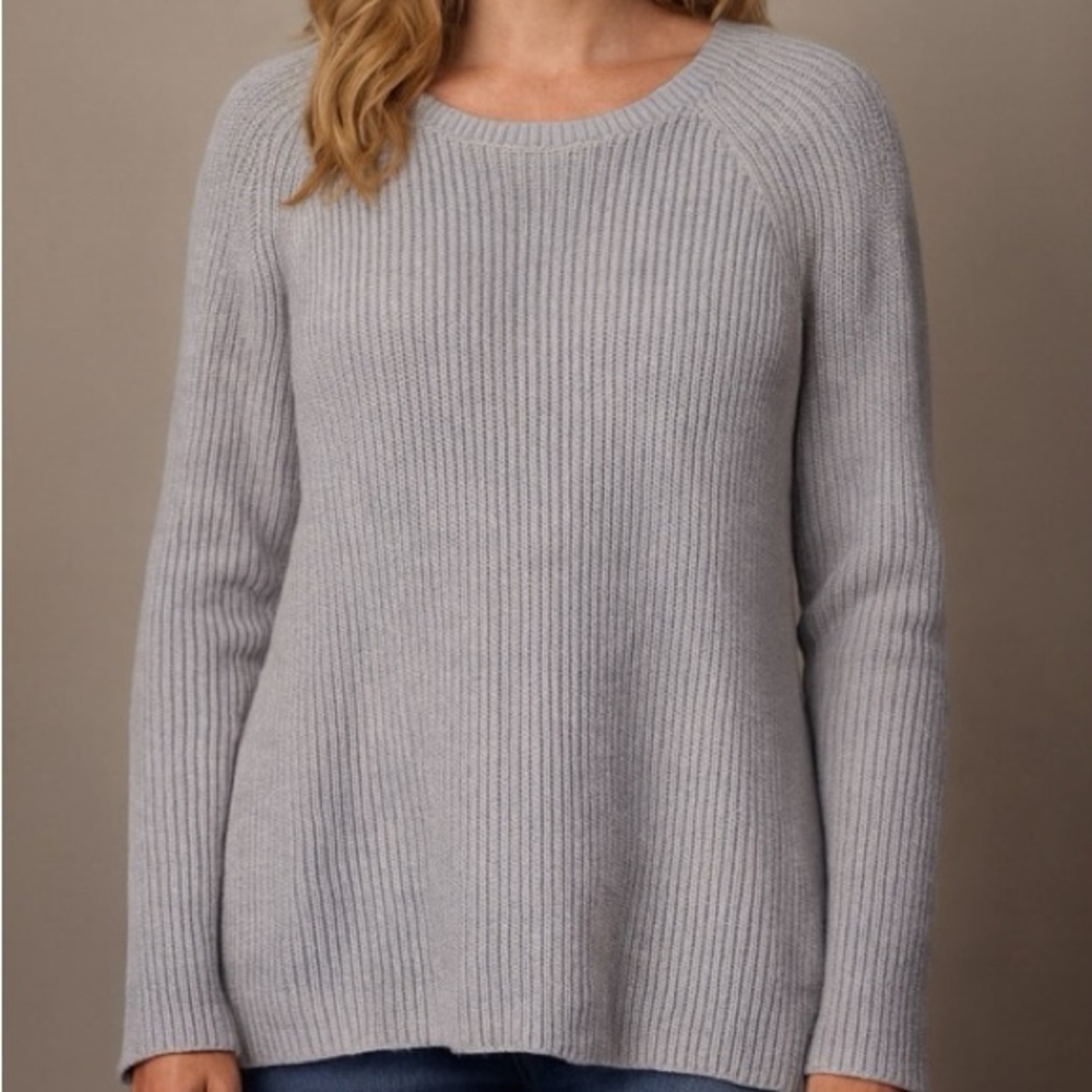Eileen Fisher Gray Knit Lightweight Sweater Organic Cotton Casual Spring